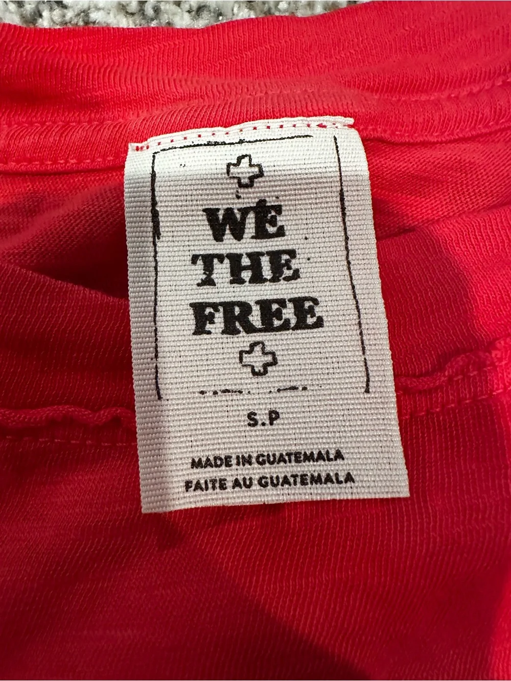 Free People Red Long Sleeve Crewneck Top